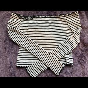 H&M Off-The-Shoulder Striped Crop Top
